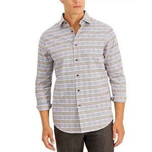 Tasso Elba Men's Plaid Long Sleeve Button Down Men's Shirt LARGE $59.50---NEW-